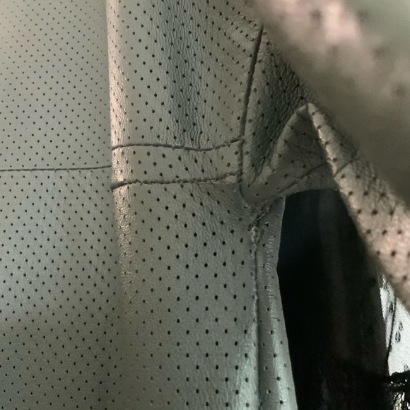 Ports 1961- dark gray perforated leather dress with pockets metal hooks on sides - Picture 14 of 15